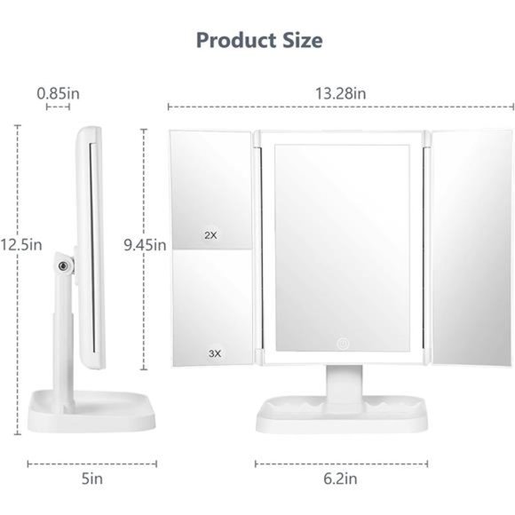 Makeup Mirror with 10X Magnifying Mirror, 3 Color Lighting Modes, 72 LEDs Mirror - Picture 6 of 6